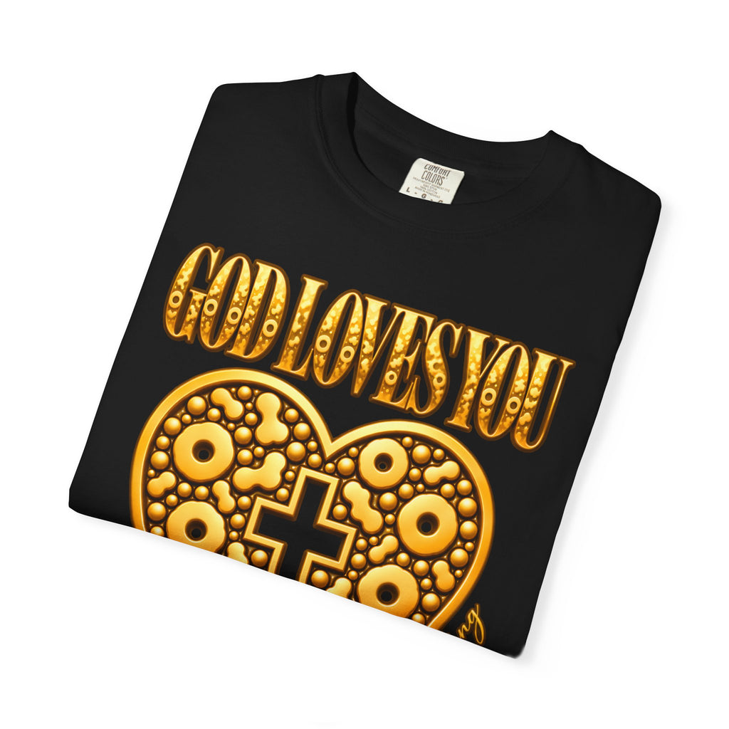 God Loves You Heart Cross Christian T-Shirt