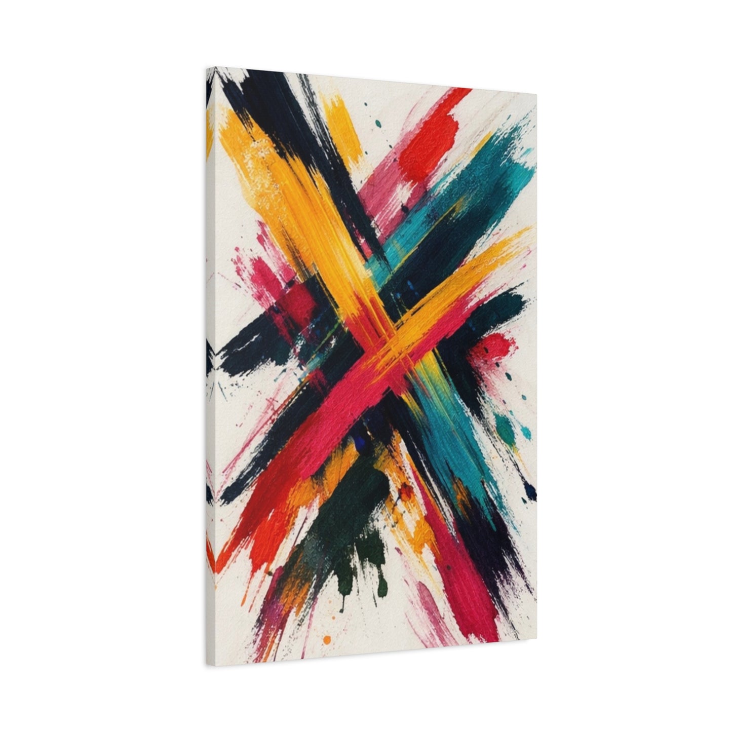 Bold Abstract Color Splash — Modern Stretched Canvas Wall Art