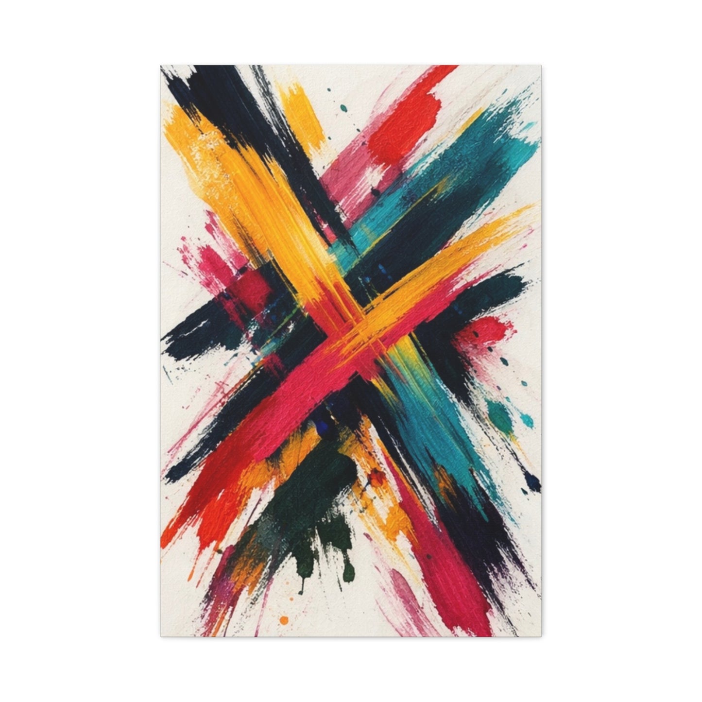 Bold Abstract Color Splash — Modern Stretched Canvas Wall Art