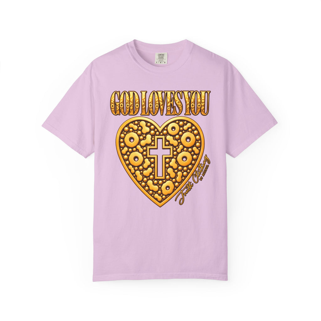 God Loves You Heart Cross Christian T-Shirt