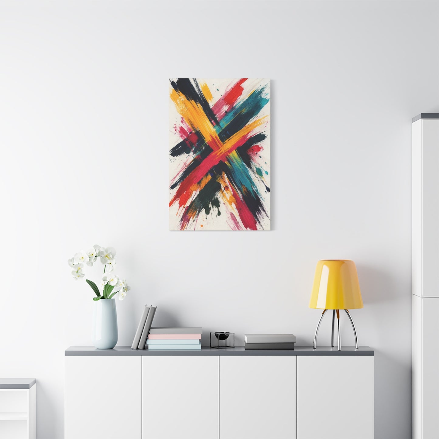 Bold Abstract Color Splash — Modern Stretched Canvas Wall Art