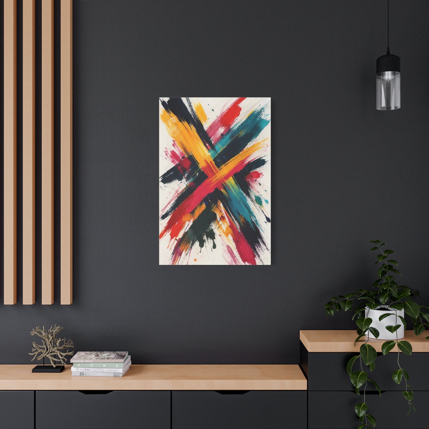 Bold Abstract Color Splash — Modern Stretched Canvas Wall Art