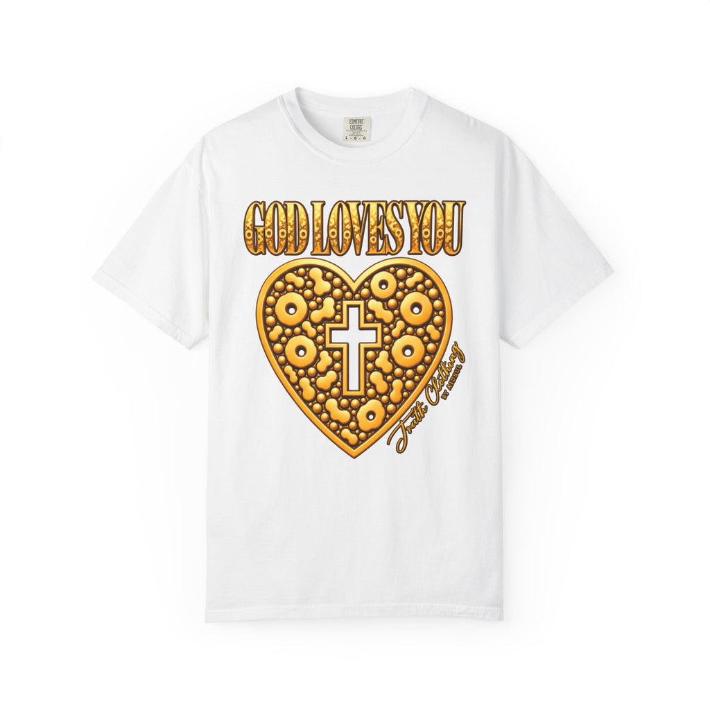 God Loves You Heart Cross Christian T-Shirt