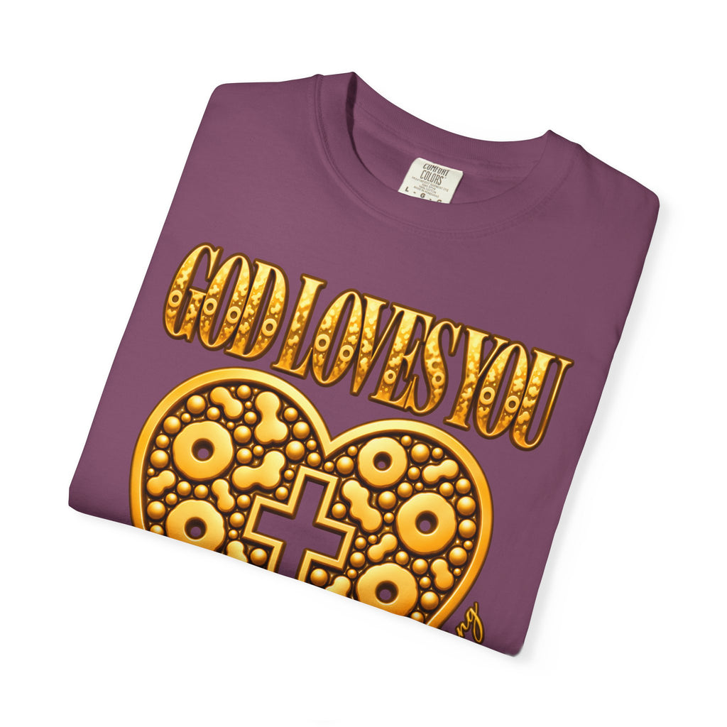 God Loves You Heart Cross Christian T-Shirt