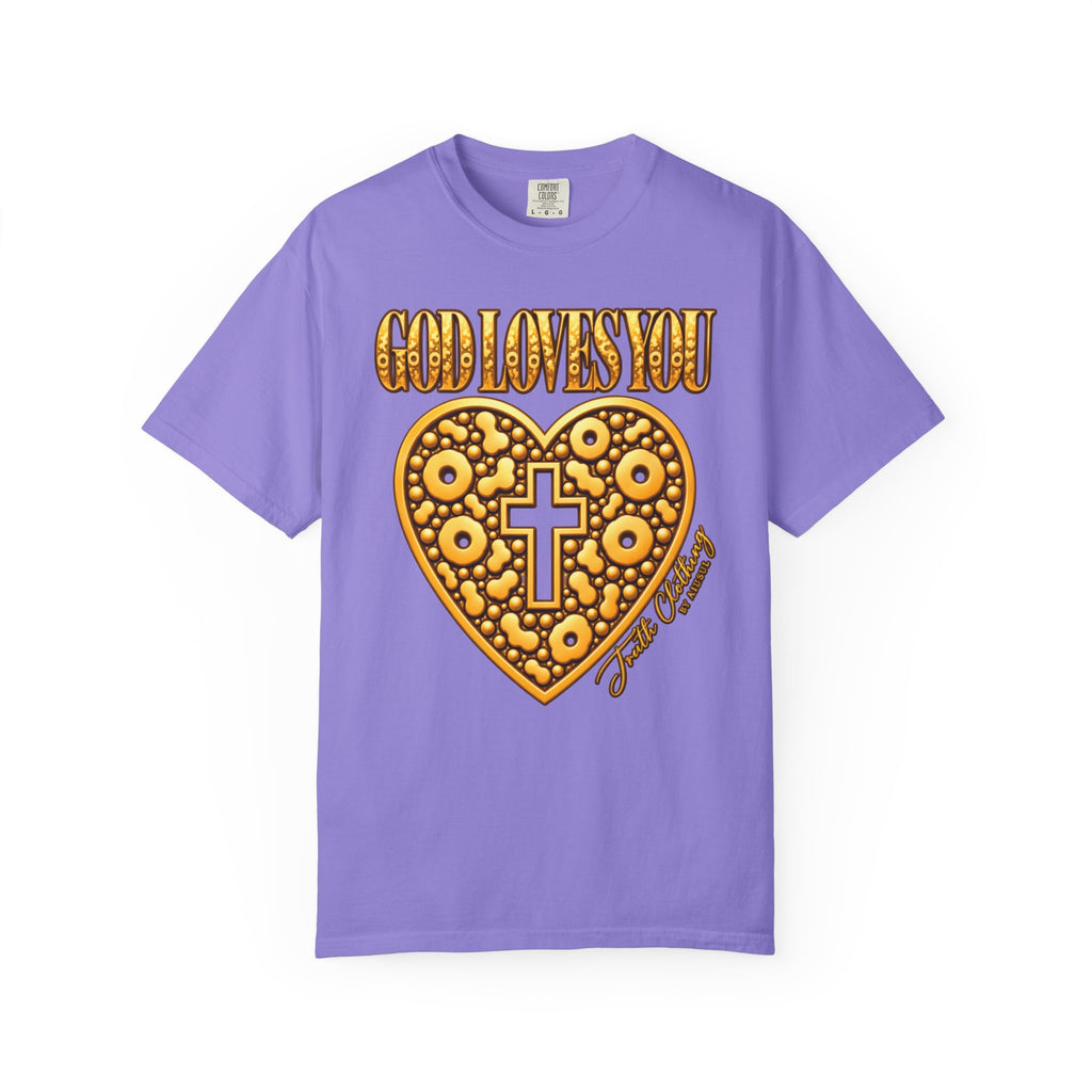 God Loves You Heart Cross Christian T-Shirt