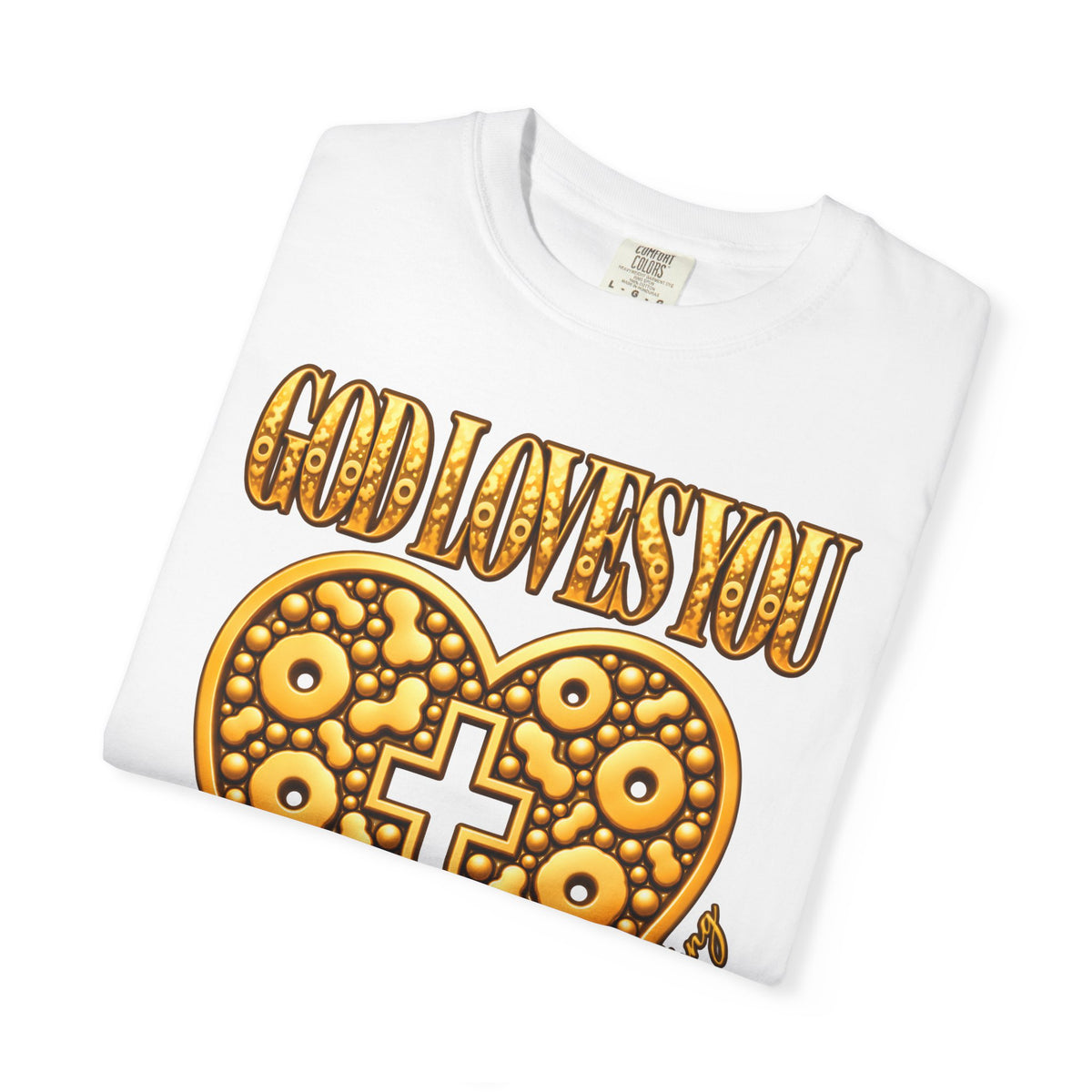 God Loves You Heart Cross Christian T-Shirt