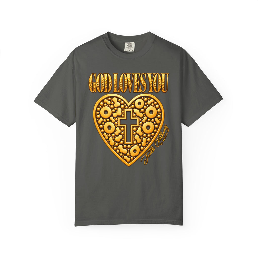 God Loves You Heart Cross Christian T-Shirt